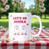 Let’s Go Ghouls Mug, Funny Halloween Mug for Her, Pink Cowgirl Ghost Cup, Girly Spooky Season Coffee Mug, Cute Halloween Gift for Bestie