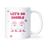 Let’s Go Ghouls Mug, Funny Halloween Mug for Her, Pink Cowgirl Ghost Cup, Girly Spooky Season Coffee Mug, Cute Halloween Gift for Bestie