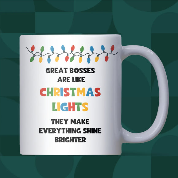 Great Boss Mug, Funny Christmas Lights Design, Secret Santa Gift for Boss, Manager Christmas Gift, Work Office Mug