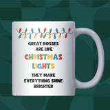 Great Boss Mug, Funny Christmas Lights Design, Secret Santa Gift for Boss, Manager Christmas Gift, Work Office Mug