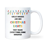 Great Boss Mug, Funny Christmas Lights Design, Secret Santa Gift for Boss, Manager Christmas Gift, Work Office Mug