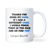 Boss Punch Joke Mug, Funny Boss Secret Santa Gift, Work Joke Mug, Leaving Gift For Manager