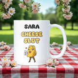 Cheese Slut Mug, Funny Cheese Lover Gift, Secret Santa Cheese Mug, Joke Gift for Daughter, Sister or Colleague