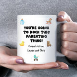 Personalised New Parents Mug, You’re Going to Rock Parenting Gift, Pregnancy Congratulations Mug, Baby Shower Gift, Mum and Dad to Be Gift
