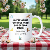 Personalised New Parents Mug, You’re Going to Rock Parenting Gift, Pregnancy Congratulations Mug, Baby Shower Gift, Mum and Dad to Be Gift