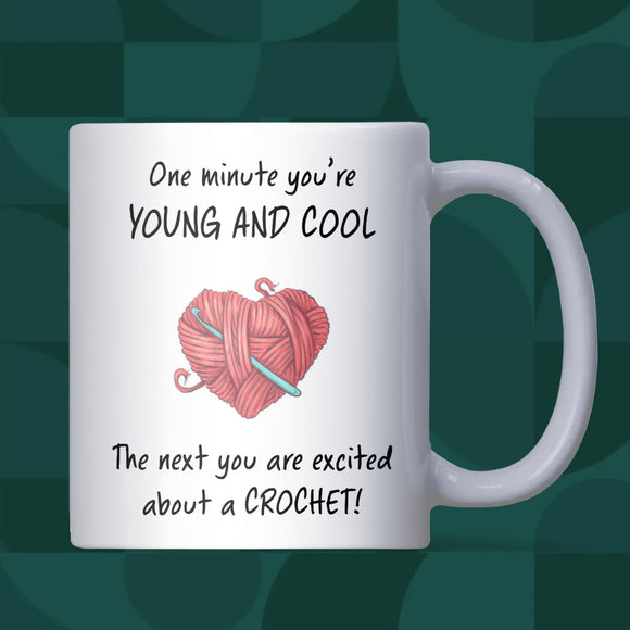 Excited About Crochet Mug, Funny Crochet Gift, Crocheter Secret Santa Gift, Crochet Birthday Gift, Crochet Christmas Mug, Yarn Lover Mug