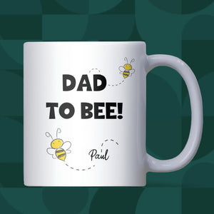Personalised Name Dad To Bee Mug, Cute Bee Themed Dad To Be Gift, Expectant Father Mug, Baby Shower Gift for Daddy, New Dad Pregnancy Mug