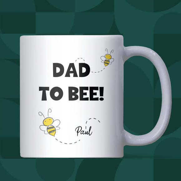 Personalised Name Dad To Bee Mug, Cute Bee Themed Dad To Be Gift, Expectant Father Mug, Baby Shower Gift for Daddy, New Dad Pregnancy Mug