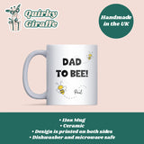 Personalised Name Dad To Bee Mug, Cute Bee Themed Dad To Be Gift, Expectant Father Mug, Baby Shower Gift for Daddy, New Dad Pregnancy Mug