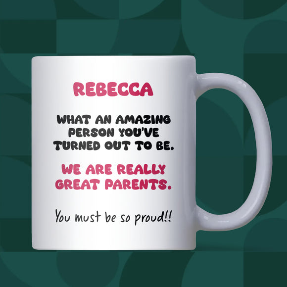 Personalised Mug for Daughter, Funny Daughter Joke Mug, Birthday Gift from Mum and Dad, Christmas Present for Daughter, Congratulations Gift