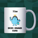 Desk Snack King Mug, Funny Office Snack Lover Gift for Him, Secret Santa Coworker Gift, Colleague Birthday Present