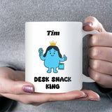 Desk Snack King Mug, Funny Office Snack Lover Gift for Him, Secret Santa Coworker Gift, Colleague Birthday Present