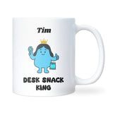 Desk Snack King Mug, Funny Office Snack Lover Gift for Him, Secret Santa Coworker Gift, Colleague Birthday Present