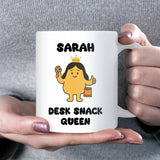 Desk Snack Queen Mug, Funny Office Snack Mug for Her, Secret Santa Gift for Woman Colleague, Work Bestie Birthday Mug
