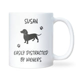 Distracted by Wieners Mug, Funny Sausage Dog Gift, Dachshund Owner Christmas Present, Joke Secret Santa for Dog Lovers, Sausage Dog Mum Mug