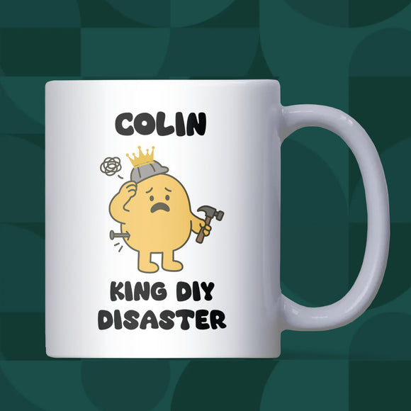 King DIY Disaster Mug, Funny DIY Gift for Husband or Dad, Joke Builder Mug, Christmas Gift for Him, Grandad or Boyfriend