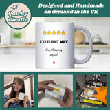 Funny Excellent Wife Mug, 5 Stars Would Marry Again, Cute Anniversary Mug for Wife, Valentine’s Day Wife Gift, Funny Birthday Gift for Wife