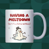 Festive Meltdown Mug, Funny Christmas Mug, Secret Santa Gift for Colleague or Boss, Snowman Joke Mug, Work Xmas Mug