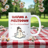 Festive Meltdown Mug, Funny Christmas Mug, Secret Santa Gift for Colleague or Boss, Snowman Joke Mug, Work Xmas Mug