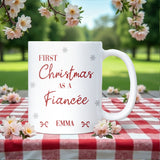 1st Christmas as a Fiancée Personalised Mug, Engaged Christmas Gift, Bride-to-Be Christmas Best Friend Engaged Xmas Gift, Fiancee Xmas Gift
