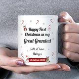 Personalised First Christmas as My Great Grandad Mug, Christmas Great Grandchild Keepsake Gift, 2025 Christmas Gift for New Great Grandad