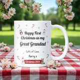 Personalised First Christmas as My Great Grandad Mug, Christmas Great Grandchild Keepsake Gift, 2025 Christmas Gift for New Great Grandad