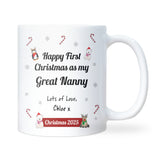 Personalised First Christmas as My Great Nanny Mug, Baby Keepsake Gift, Christmas Gift for New Great Nanny, First Time Great Nanny Christmas