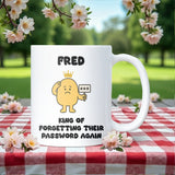 King of Forgetting Passwords Again Mug, Funny Forgetful Man Gift, Boyfriend Husband Joke Mug, Secret Santa Gift for Him, Office Humour Mug