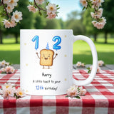 Personalised 12th Toast Birthday Mug, Funny Son 12th Birthday Keepsake, Daughter Funny 12th Gift, Granddaughter 12th, Grandson 12th Gift