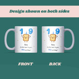 Personalised 19th Toast Birthday Mug, Funny Son 19th Birthday Keepsake, Daughter Funny 19th Gift, Granddaughter 19th, Grandson 19th Gift