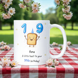 Personalised 19th Toast Birthday Mug, Funny Son 19th Birthday Keepsake, Daughter Funny 19th Gift, Granddaughter 19th, Grandson 19th Gift