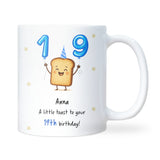 Personalised 19th Toast Birthday Mug, Funny Son 19th Birthday Keepsake, Daughter Funny 19th Gift, Granddaughter 19th, Grandson 19th Gift