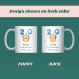 Personalised 20th Toast Birthday Mug, Funny Son 20th Birthday Keepsake, Daughter Funny 20th Gift, Granddaughter 20th, Grandson 20th Gift