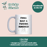 Personalised Half Way to 100 Mug, Funny 50th Birthday Gift, Milestone Fiftieth Birthday Present, Half a Hundred 50th Birthday Joke Present