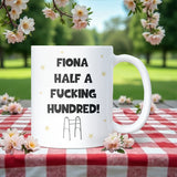 Personalised Half Way to 100 Mug, Funny 50th Birthday Gift, Milestone Fiftieth Birthday Present, Half a Hundred 50th Birthday Joke Present