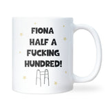 Personalised Half Way to 100 Mug, Funny 50th Birthday Gift, Milestone Fiftieth Birthday Present, Half a Hundred 50th Birthday Joke Present