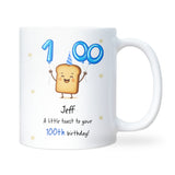 Personalised 100th Toast Birthday Mug, Funny 100th Birthday Gift, Grandad 100th Present, Grandma 100th Mug, Centenarian Birthday Keepsake