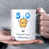 Personalised 50th Toast Birthday Mug, Funny 50th Birthday Keepsake, Half Century Birthday Gift, Mum Dad 50th Present, Best Friend 50th Mug