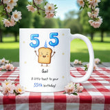 Personalised 55th Toast Birthday Mug, Funny Mum 55th Birthday Gift, Dad 55th Birthday Keepsake, Grandma 55th Present, Grandad 55th Gift