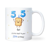 Personalised 55th Toast Birthday Mug, Funny Mum 55th Birthday Gift, Dad 55th Birthday Keepsake, Grandma 55th Present, Grandad 55th Gift