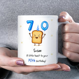 Personalised 70th Toast Birthday Mug, Funny 70th Birthday Keepsake, Dad 70th Birthday Gift, Mum 70th Mug, Grandparent 70th Birthday Present