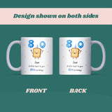 Personalised 80th Toast Birthday Mug, Funny 80th Birthday Keepsake, Grandma 80th Gift, Grandad 80th Birthday Mug, Mum Dad 80th Present