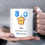 Personalised 80th Toast Birthday Mug, Funny 80th Birthday Keepsake, Grandma 80th Gift, Grandad 80th Birthday Mug, Mum Dad 80th Present