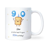 Personalised 90th Toast Birthday Mug, Funny 90th Birthday Keepsake Gift, Grandma 90th Present, Grandad 90th Mug, Mum Dad 90th Birthday Gift