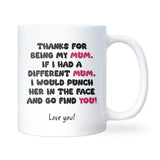 Funny Mum Punch Joke Mug, Humorous Coffee Mug for Mum, Birthday or Christmas Gift, 60th Birthday Mum Gift
