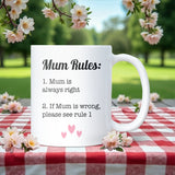 Funny Mum Rules Mug, Mum Birthday Gift, Mother’s Day Mug, Funny Gift for Mum, Joke Christmas Gift for Mum
