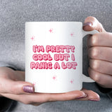Funny “I’m Pretty Cool But I Panic a Lot” Mug, Secret Santa Anxiety Gift, Funny Colleague or Boss Christmas Gift