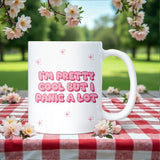 Funny “I’m Pretty Cool But I Panic a Lot” Mug, Secret Santa Anxiety Gift, Funny Colleague or Boss Christmas Gift