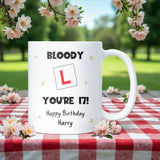 Personalised 17th Birthday Mug, “Bloody L You’re 17!” New Driver Birthday Gift, Learner Driver Birthday Gift for Him, Son 17th Birthday Gift