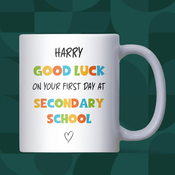 Good Luck on First Day of Secondary School Mug, Starting School Gift, Year 7 Student Mug, Good Luck Son or Daughter Gift